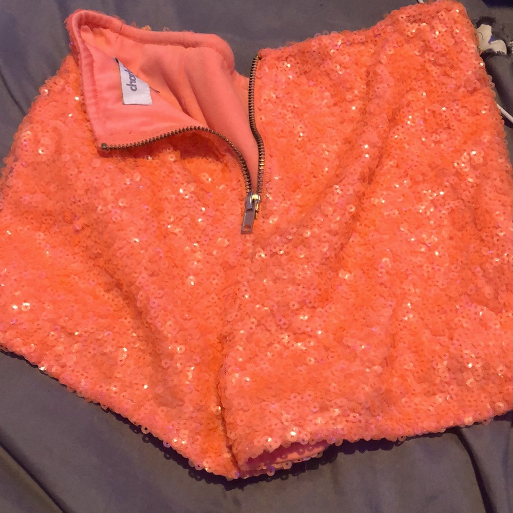Peach glitter shorts